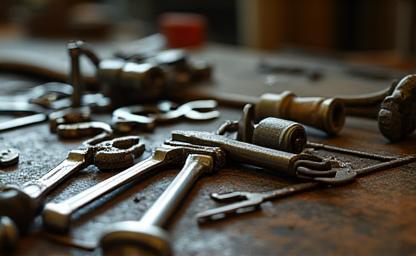 Tools used for skateboard repair.